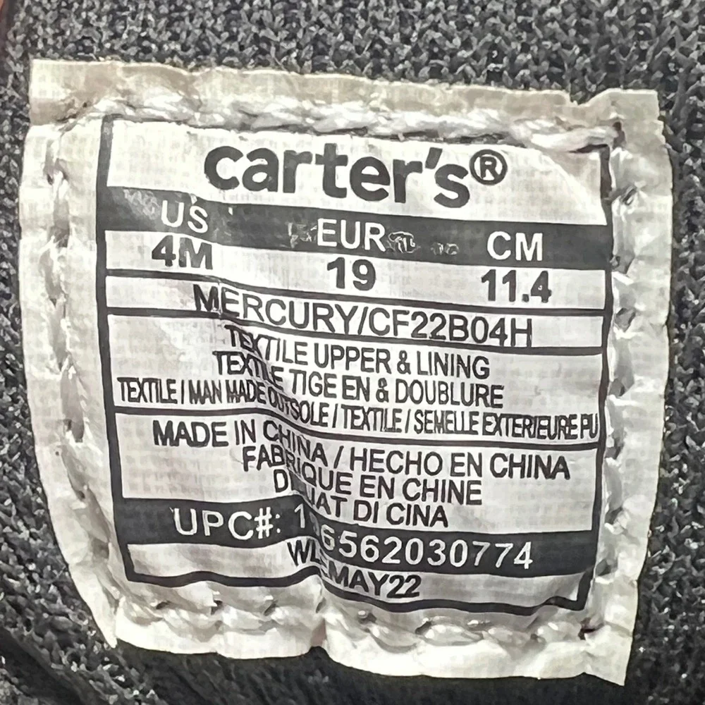 Carter's Mercury Toddler Sneakers Gray Orange Recycled Materials Athletic Size 4